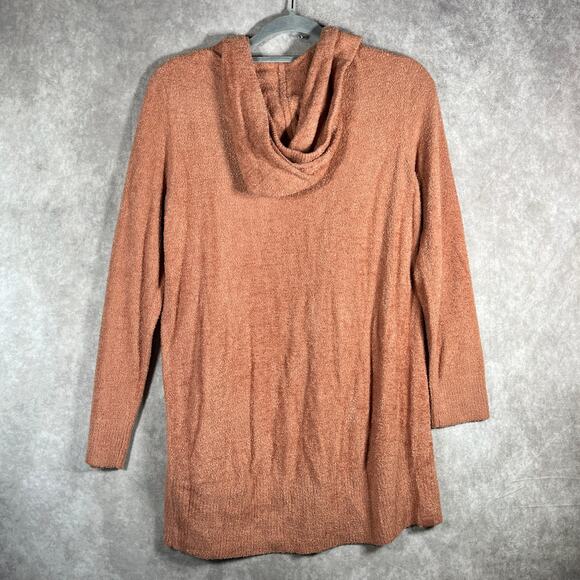 Barefoot Dreams CozyChic Lite Cardigan Sweater Womens Medium Amberglow Hooded - Picture 4 of 10